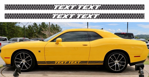 Scat Pack Style TEXT TEXT Honeycomb Stripe Set — Autocollant vinyle (côté, bas de caisse) pour Dodge Challenger 2011-2018