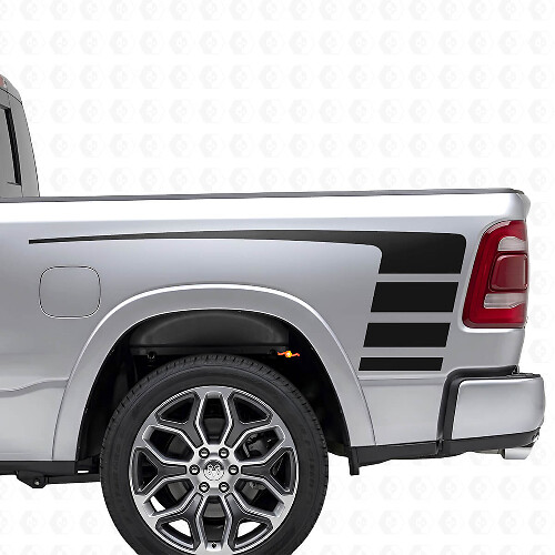 Kit d'autocollants en vinyle à rayures Strobe Stile pour capot et côtés de benne pour Dodge Ram 1500