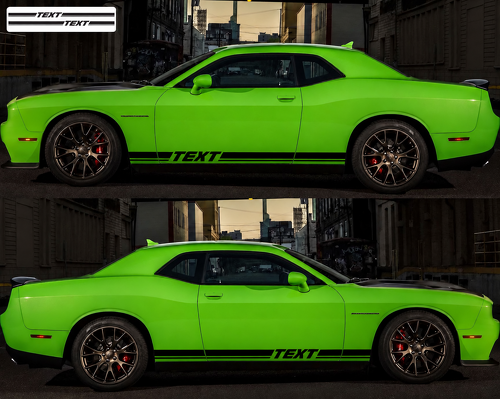 Décalcomanie Autocollant Vinyle Paire de Bande Rocker Twin Rocker pour Bas de Caisse Dodge Challenger 2009-2018