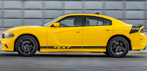 Hemi TEXT Dual Stripes — Autocollant en vinyle (bas de caisse) pour Dodge Charger 2011-2018