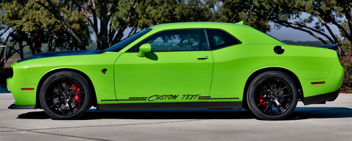 TEXTE PERSONNALISÉ Bande Graduée Cursive Paire d'Autocollants en Vinyle pour Bas de Caisson Dodge Challenger 2008-2018