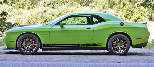 CUSTOM TEXT Dual Torn Rocker Stripes Bas de caisse Autocollant vinyle pour Dodge Challenger