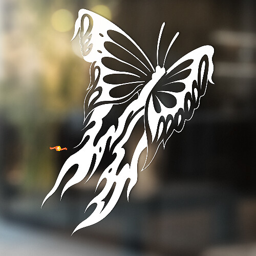 Autocollant vinyle universel Papillon flottant aux ailes de feu