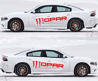 2X Dodge Charger MOPAR logo décalcomanies Stripe Vinyl Graphics Kit 2011-2018