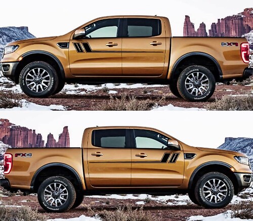 Lot de 2 bandes latérales autocollantes pour Ford Ranger 2015-2019.