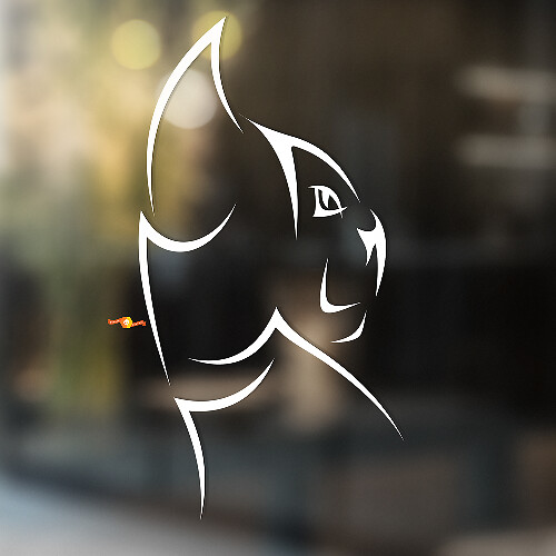 Autocollant Vinyle Universel Silhouette de Chat Style Trybal_1