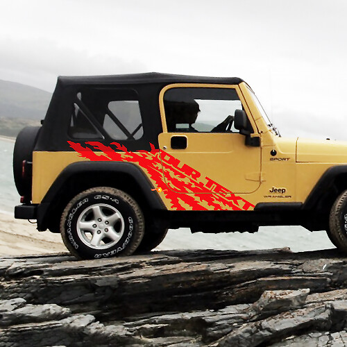 Autocollant vinyle latéral éclaboussures de boue & texte personnalisé pour Jeep Wrangler 1999-2006