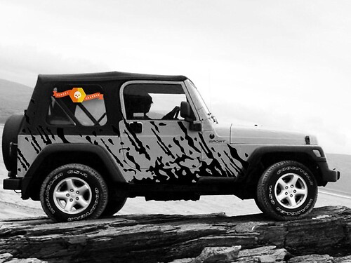 Autocollant vinyle gouttes de boue latérales pour Jeep Wrangler 1999-2006