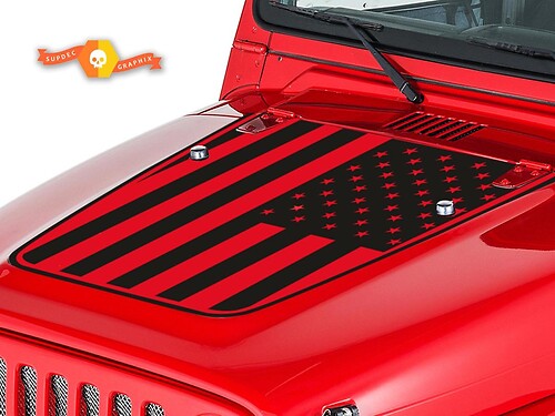 Autocollant en vinyle drapeau USA pour capot Jeep Wrangler 1999-2006