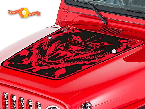 Autocollant en vinyle capot Loup Fou pour Jeep Wrangler 1999-2006