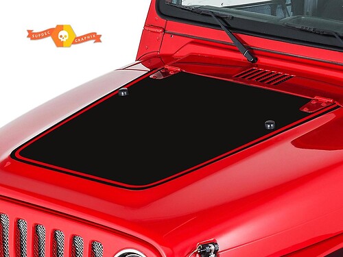 Autocollant vinyle capot Blackout avec ligne de contour pour Jeep Wrangler 1999-2006