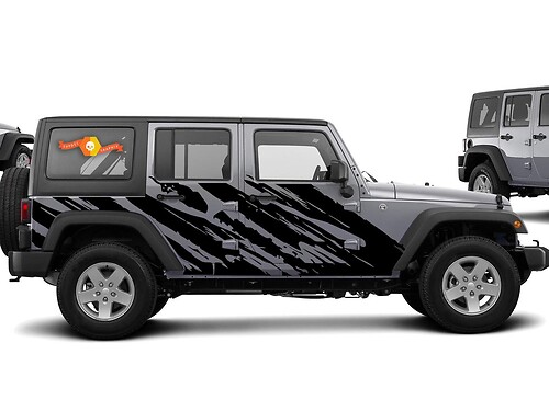 Autocollant vinyle latéral style cassé pour Jeep Wrangler 2007-2016
