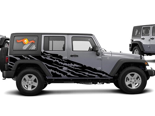 Autocollant Vinyle Latéral Style Déchiré pour Jeep Wrangler 2007-2016