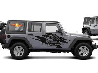 Jeep Wrangler (2007-2016) Kit d'autocollants en vinyle personnalisés 4 portes - Army Star Torn