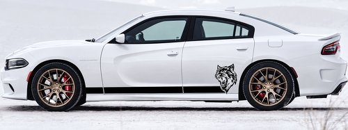Autocollant en vinyle à rayure solide tête de chat personnalisée paire pour panneau latéral Dodge Charger 2011-2018