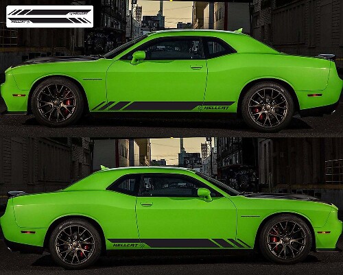Autocollant vinyle de bas de caisse style Hellcat pour Dodge Challenger 2009-2018