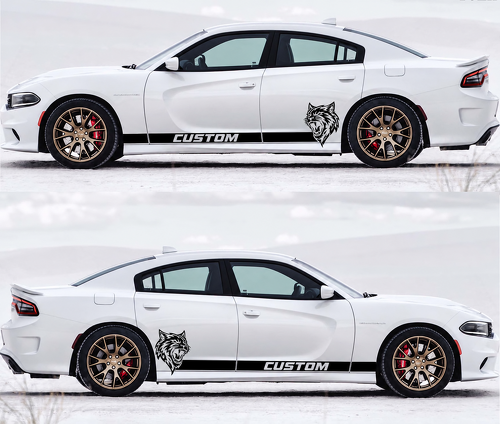 Autocollants latéraux en vinyle avec bandes personnalisées et logo Wildcat pour Dodge Charger Hellcat 2011-2017