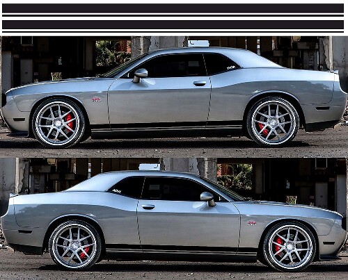 2x Autocollants Vinyle Rallye Latéraux 2 pour Dodge Challenger