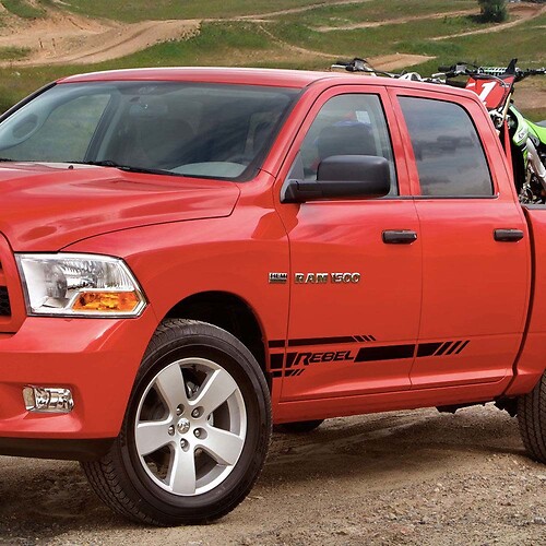 Dodge Ram Rebel mk4 2009-2017 1500 bande graphique latérale autocollant style 8
