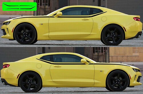 Upper Outline Spear Stripe Pair Latéral Autocollant vinyle pour Chevrolet Camaro 2016-2018