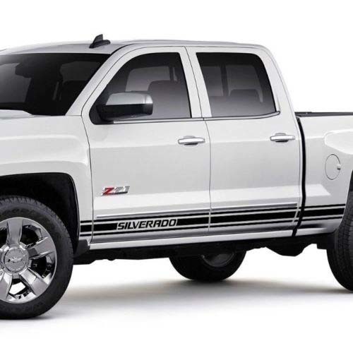 Chevrolet Silverado mk3 bandes latérales graphiques Autocollant Autocollant panneau de porte Autocollant Autocollant Vinyle noir
