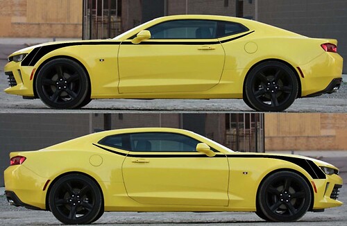 Upper Hockey Stripe Pair Latéral Autocollant vinyle pour Chevrolet Camaro 2016-2018