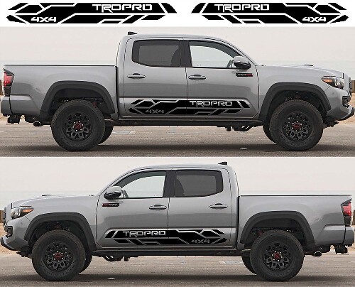 2X Toyota Tacoma 2016- 2020 Trd Pro côté jupe Vinyle Stickers graphiques rallye autocollant kit