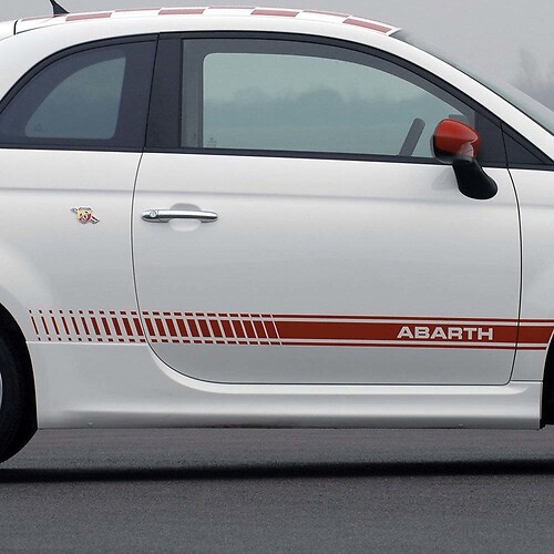 Autocollant vinyle bande accent lettrage Abarth latéral pour Fiat 500