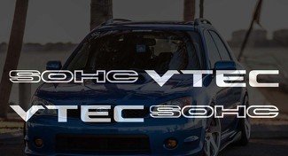 2x Autocollant Vtec SOHC - D16 B16 B18 B20 Civic JDM Honda Vtec Si Type R