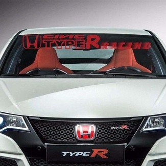 Autocollant en vinyle pour pare-brise de course Honda Civic Type R multicolore de 114,1 cm