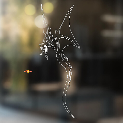 Autocollant Vinyle Universel Contour Silhouette Dragon Volant