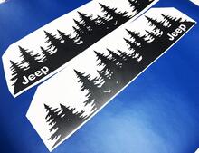 Jeep arbre forêt découpé vinyle porte autocollant PNW pins bois Silhouette graphique voiture camion corps 2