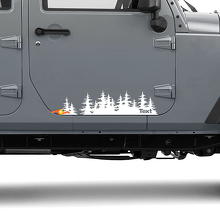 Jeep arbre forêt découpé vinyle porte autocollant PNW pins bois Silhouette graphique voiture camion corps 2