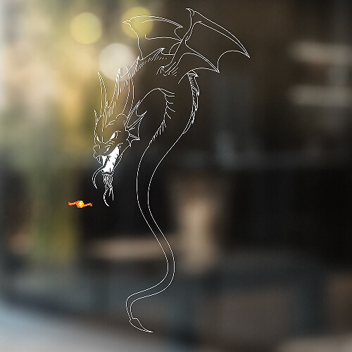 Autocollant vinyle universel silhouette contour de dragon