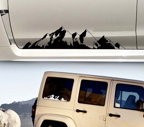 Ensemble d'autocollants vinyle silhouette de chaîne de montagnes pour voiture, camion, SUV, camping-car