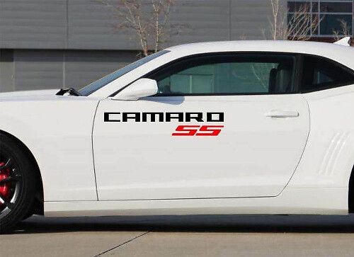 2X Chevrolet Camaro SS Logos de portes en vinyle Autocollants graphiques 2011-2018
