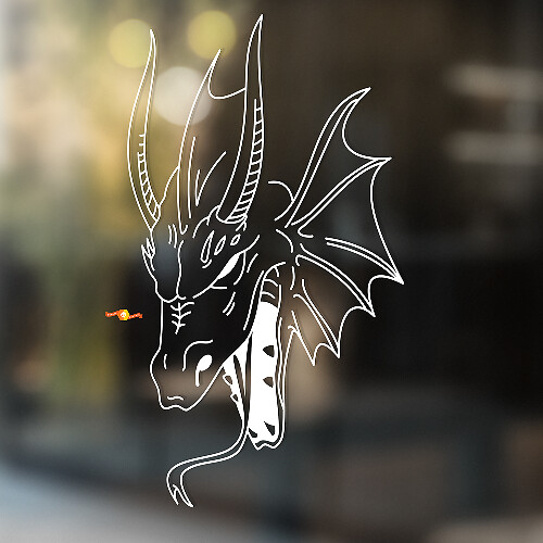 Autocollant Vinyle Universel Contour Tête de Dragon_1