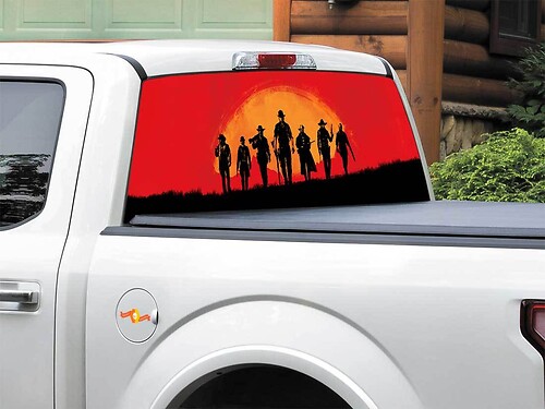 Autocollant en vinyle pour fenêtre arrière ou porte de hayon de camion Red Dead Redemption 2