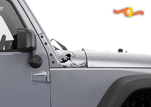 Set d'autocollants latéraux en vinyle Ocean Wave pour capot Jeep Wrangler JK