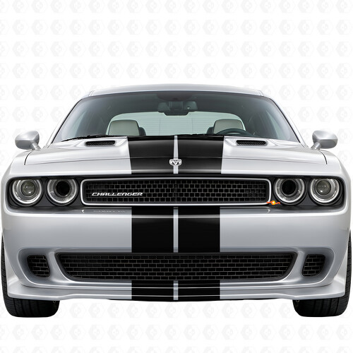 Kit complet de bandes de course doubles Autocollant vinyle pour Dodge Challenger 2008-2014