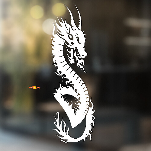 Autocollant Vinyle Universel Dragon de Feu Chinois Tortueux