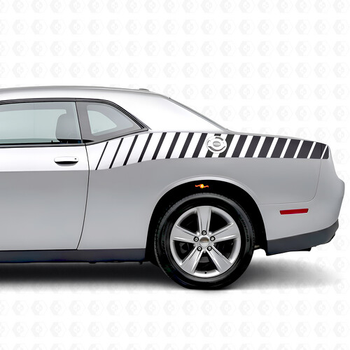 Autocollant vinyle bandes style stroboscopique latérales pour Dodge Challenger