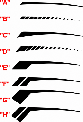 Tapered Strobe Accent Stripe Pair Aile arrière Autocollant vinyle pour Chevrolet Camaro 2016-2024