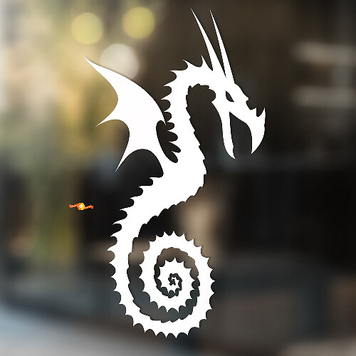 Dragon avec queue en spirale autocollant universel en vinyle_1