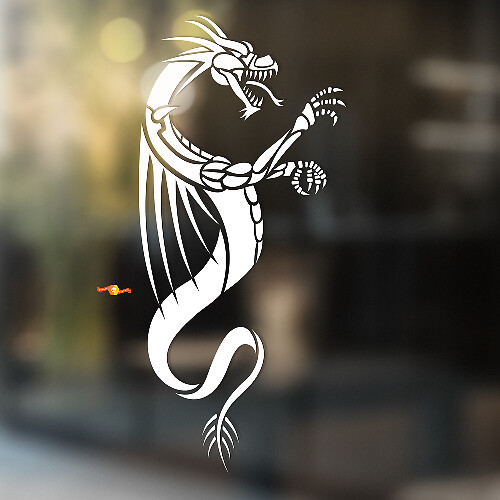 Dragon avec Ailes Aiguisées Autocollant Vinyle Universel