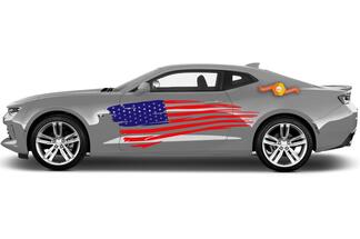 Paire de USA American Flag Stripe Kit Universal Fit pour de nombreux véhicules 2 couleurs Vinyl Stickers Stickers
