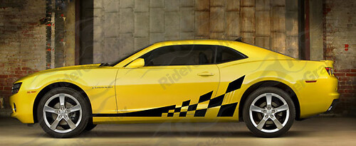 2010-2015 Camaro Side Accent Checker Flag Stripe Kit Autocollants en vinyle
