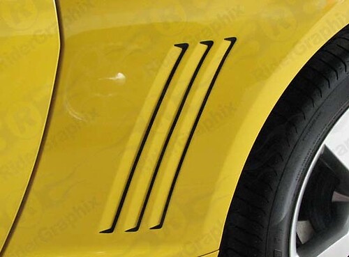 2010 - 2015 Chevrolet Camaro Panneau de custode latéral Accent d’aération latérale Autocollants occultants Style II
