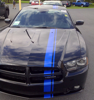 2006 & Up Dodge Charger Offset Style Rally Stripe Kit Vinyle Stickers Autocollants 1