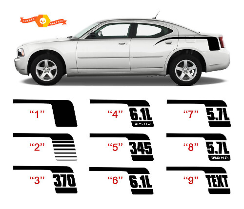 Kit d'autocollants en vinyle pour panneau latéral style crosse de hockey pour Dodge Charger 2006-10